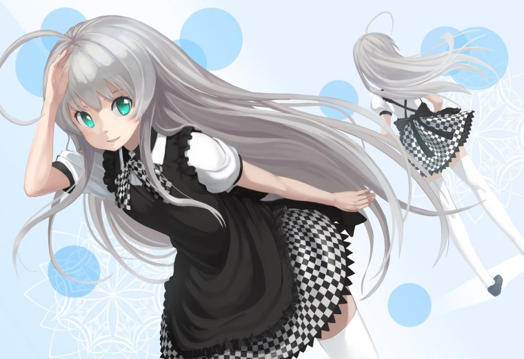 Аниме девушка с серыми волосами