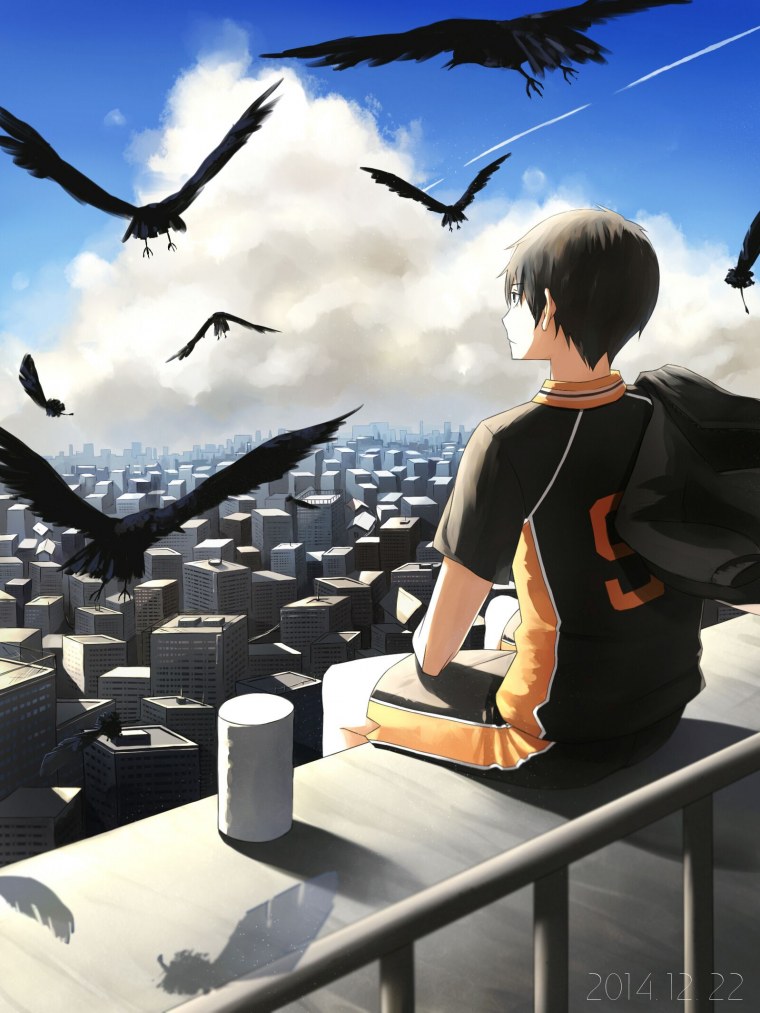 Человек на крыше арт