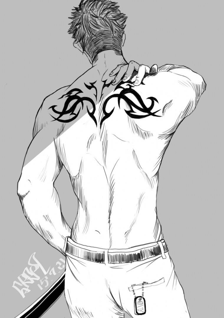 Аниме парень в белой футболке