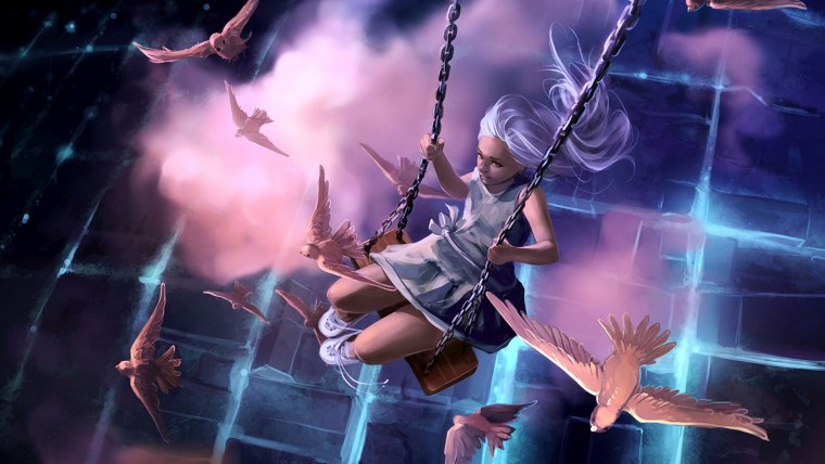 Аниме девочка на качелях