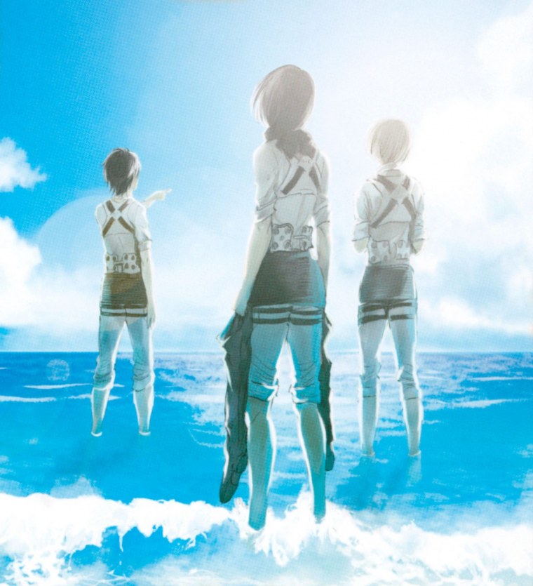 Эрен Микаса и армин на море