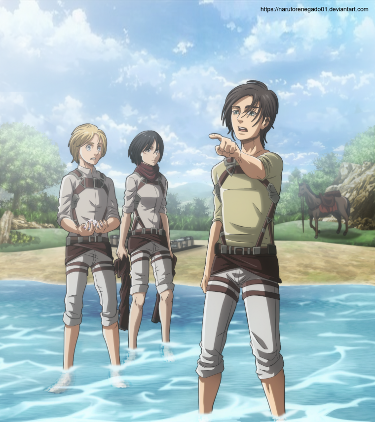 Атака титанов Эрен Микаса и армин