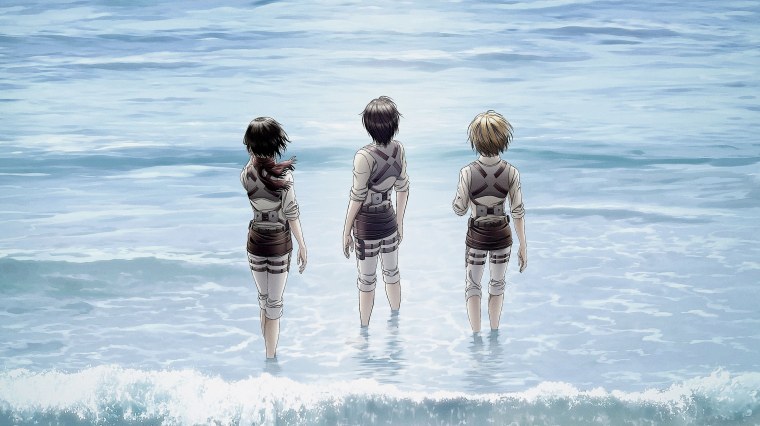 Эрен Микаса и армин на море