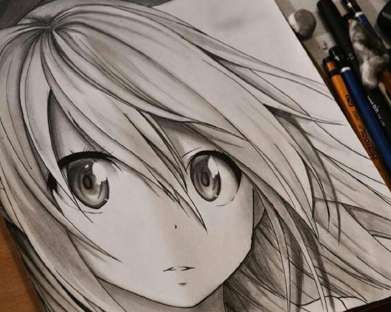 Аниме девушки карандашом
