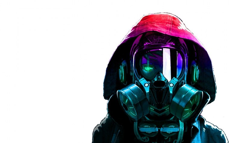 Девушка в противогазе