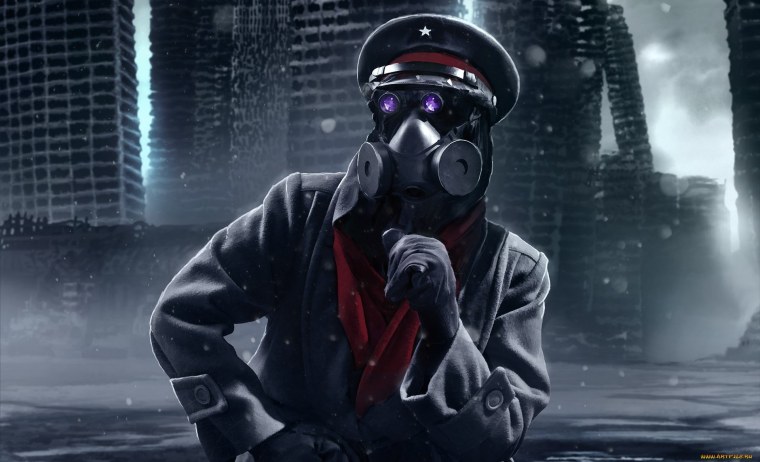 Сталкер в противогазе ГП 7