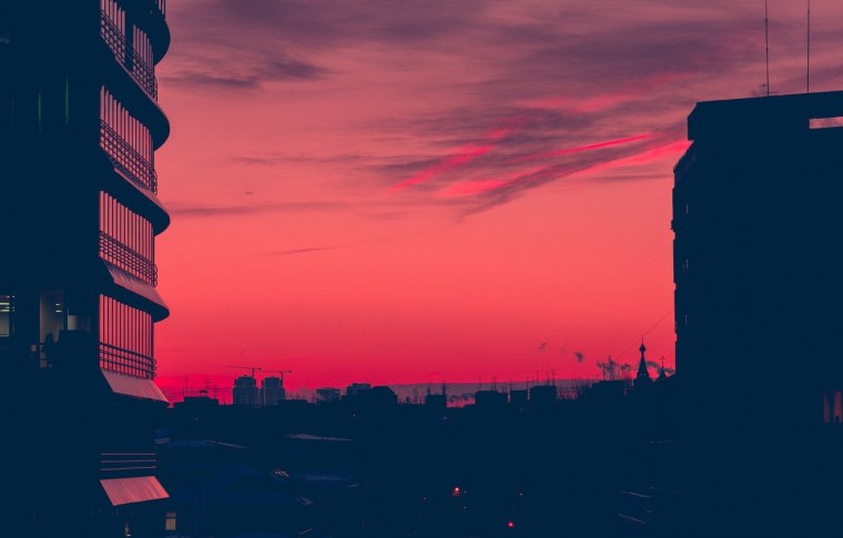 Фиолетовый закат облака