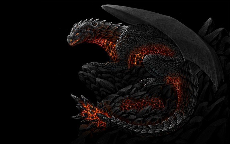 Красный китайский дракон на черном фоне