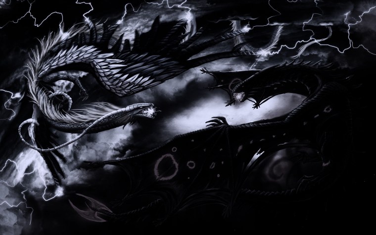 Дракон на черном фоне