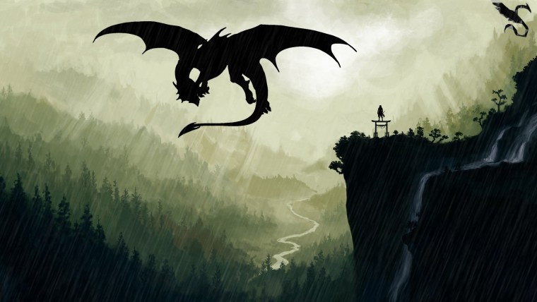 Черный дракон на черном фоне