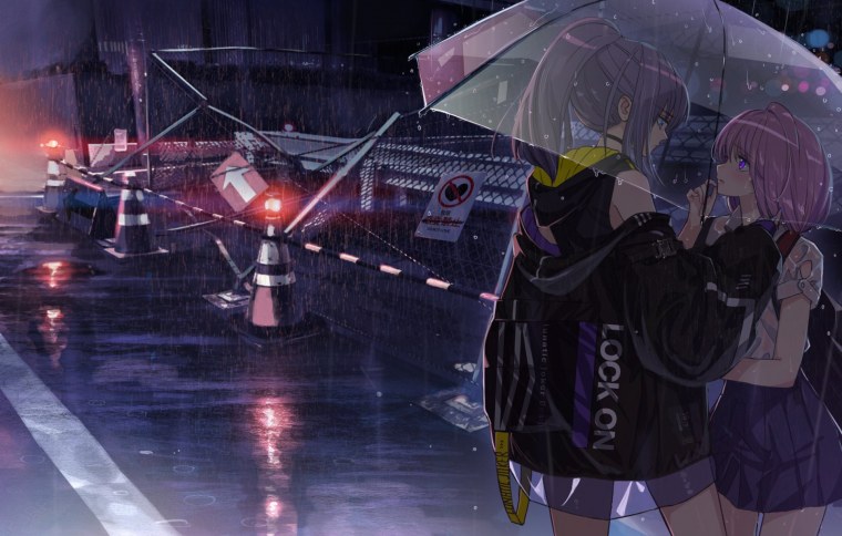 Обои на рабочий стол аниме дождь