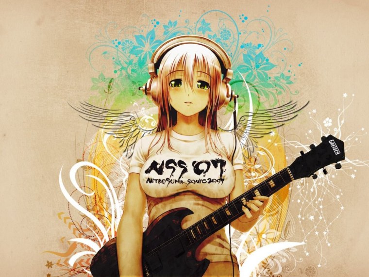 Красные наушники аниме