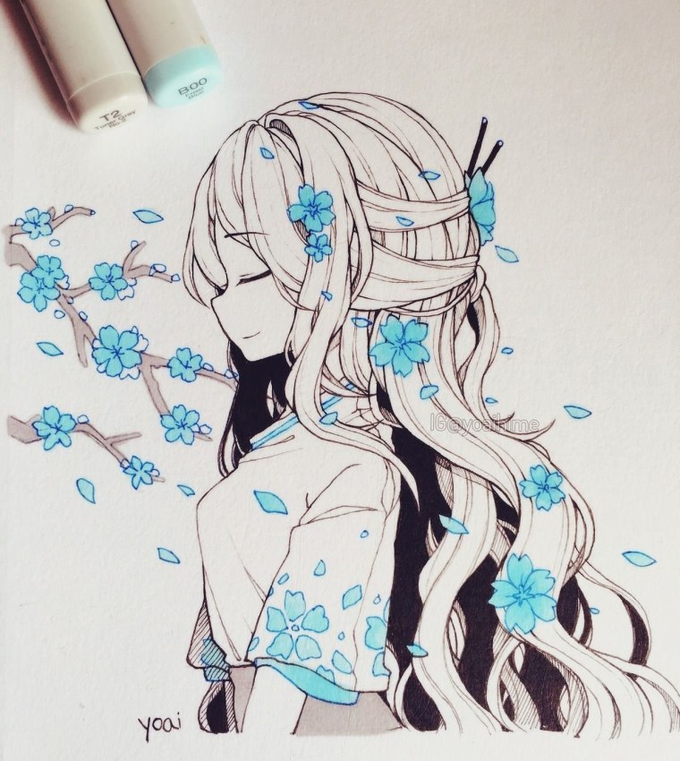 Аниме рисунки для начинающих цветные