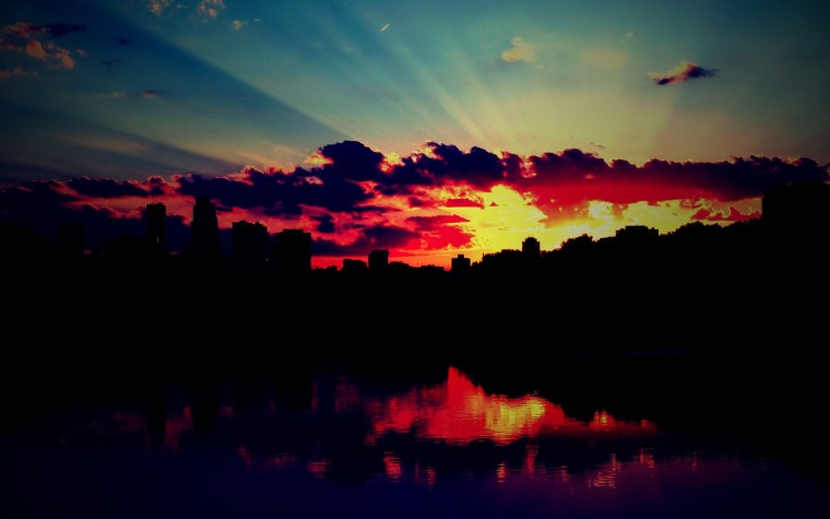 Эстетичные обои город с закатом