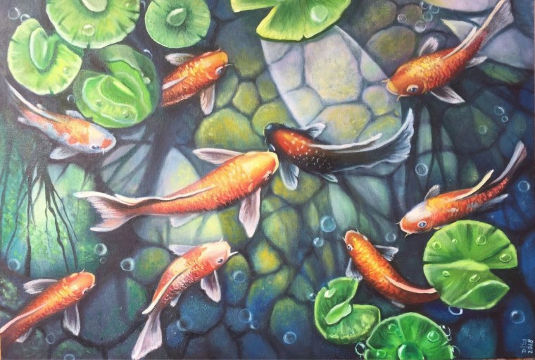 Фэн шуй золотые рыбки картина