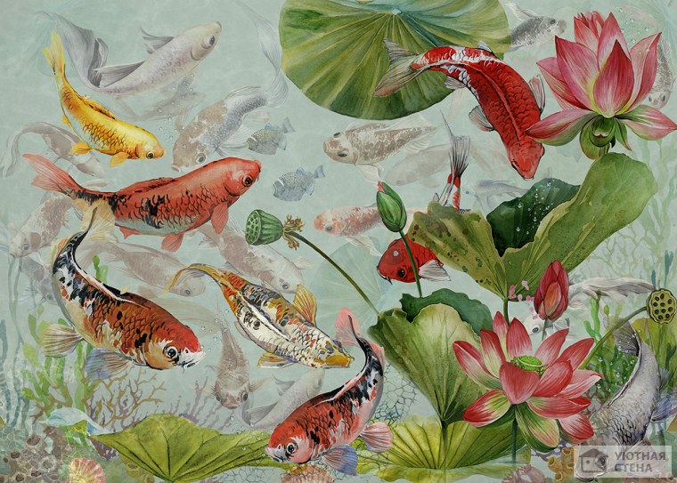 Японская живопись рыбы