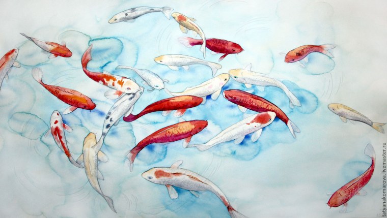 Японский Карп кои золотой