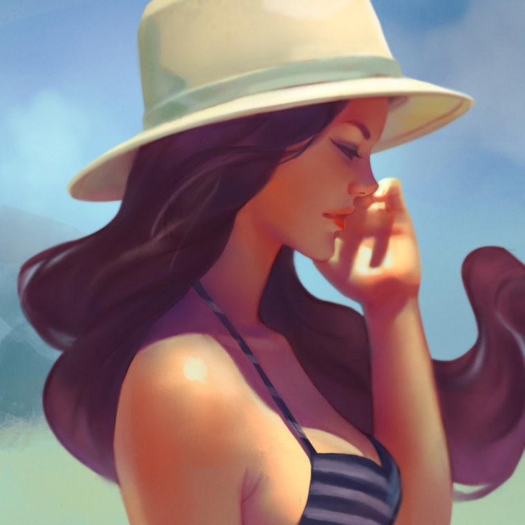 Нарисованная девушка в очках