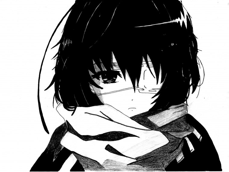 Аска Евангелион черно белая