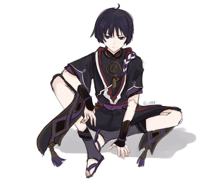 Шляпа Скарамуччи Genshin на белом фоне