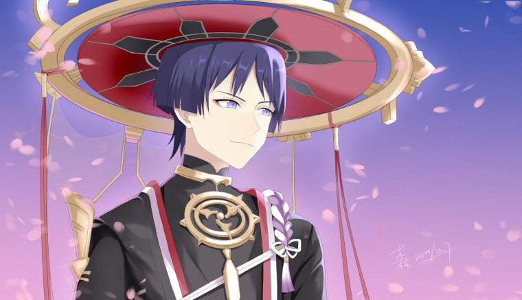 Скарамучча Геншин Импакт в полный рост