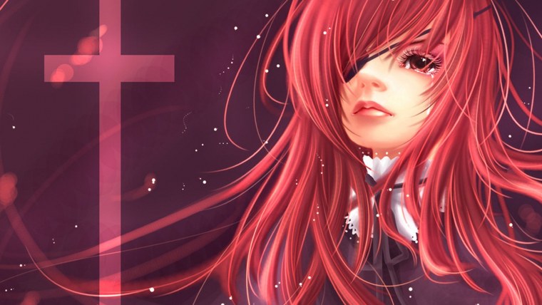 Аниме персонаж на Красном фоне