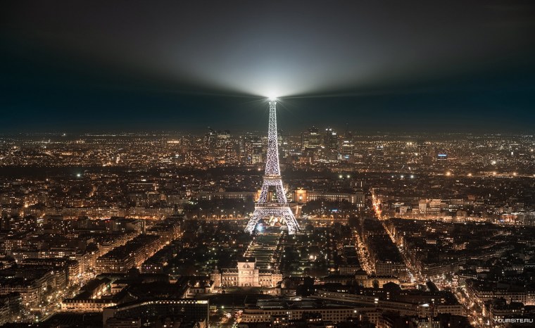 Париж Эйфелева башня ночью