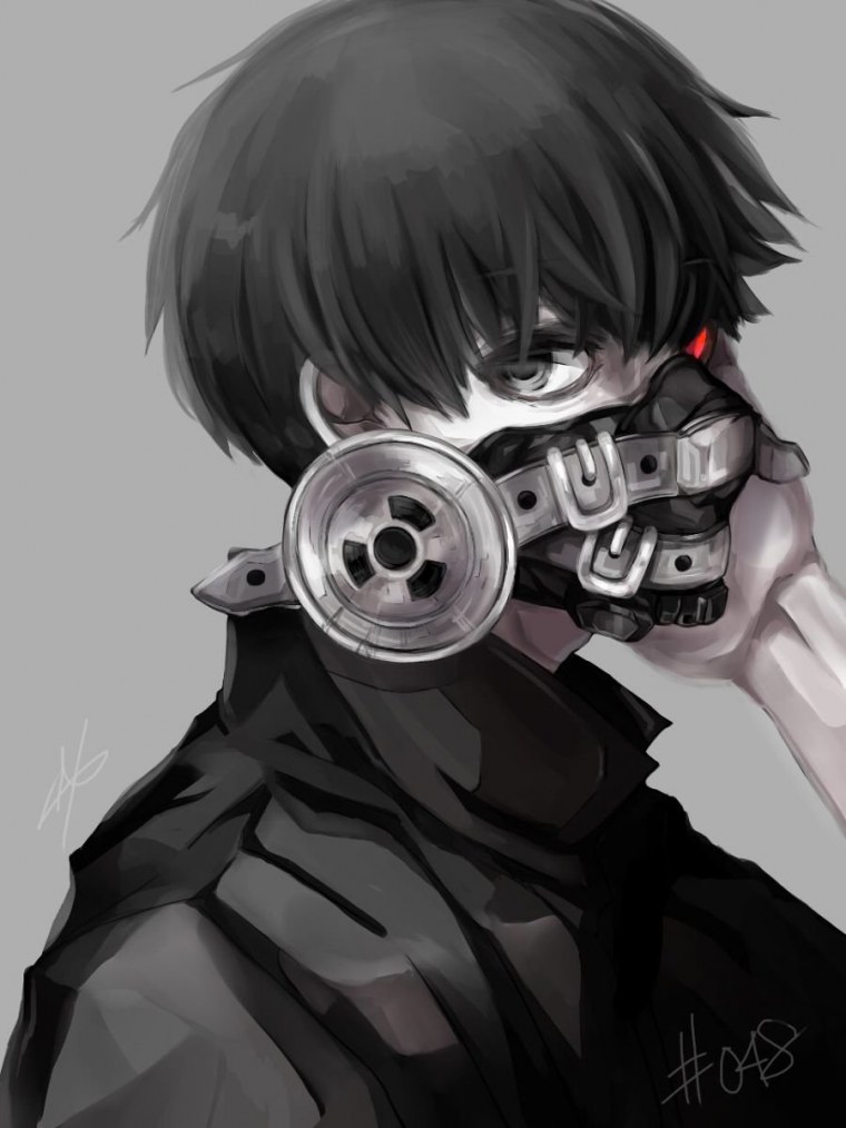 Парень в противогазе