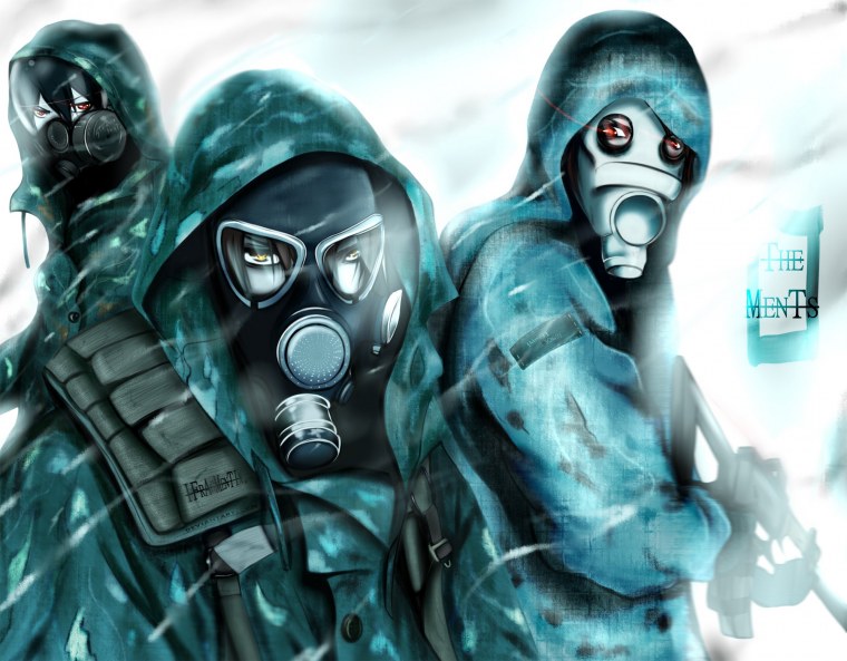 Девушка в противогазе