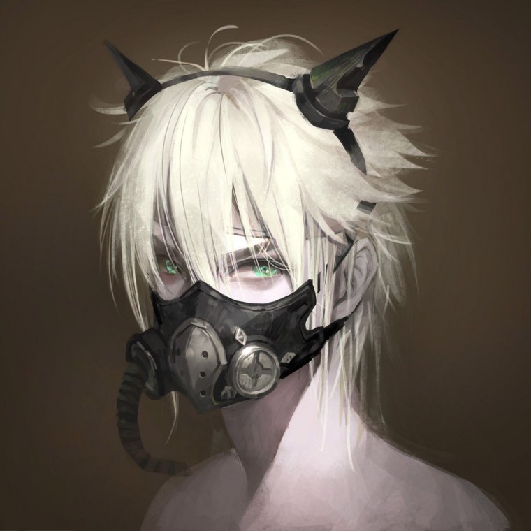 Аниме девушка в противогазе