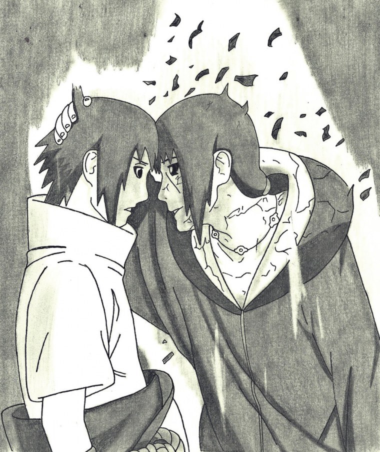 Раскраска аниме Наруто Саске и Итачи