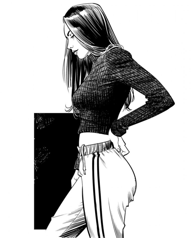 Девушка в купальнике эскиз