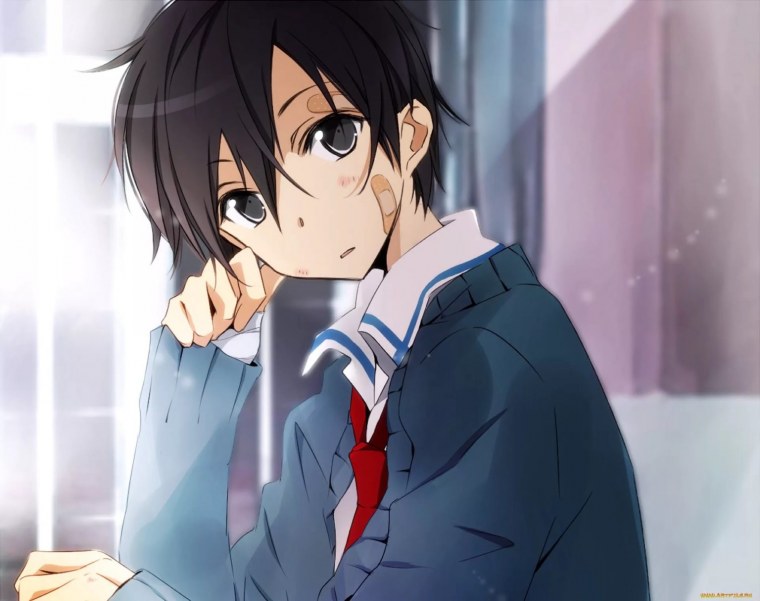 Аниме парень поет