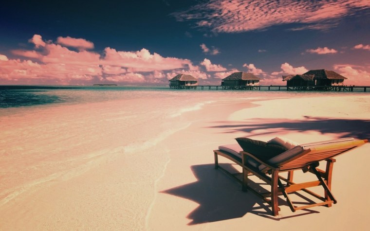 Мальдивы, океан, пальмы, бунгало