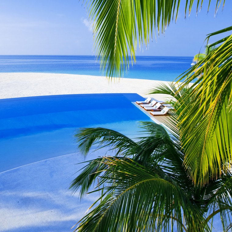 Мальдивы, океан, пальмы, бунгало