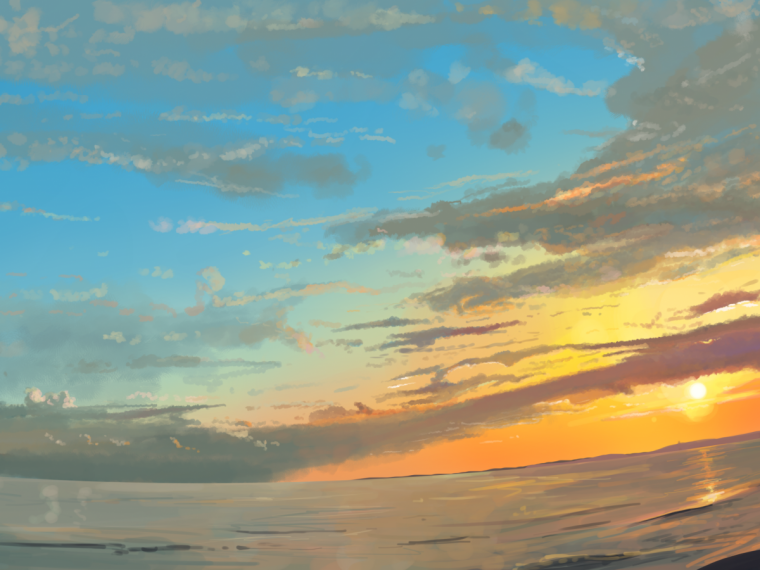 Человек уходит в закат арт