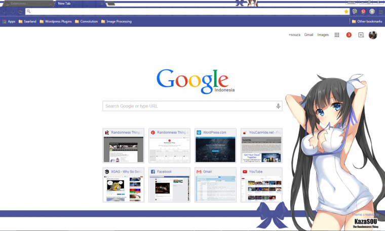Google Theme with anime girl Google