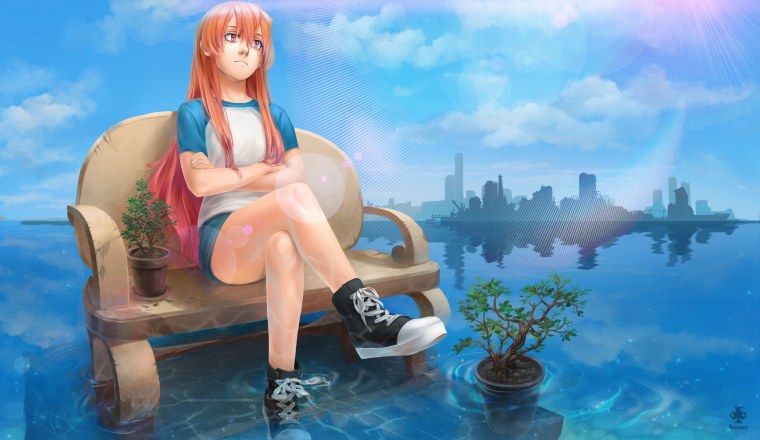 Тян сидит на коленях