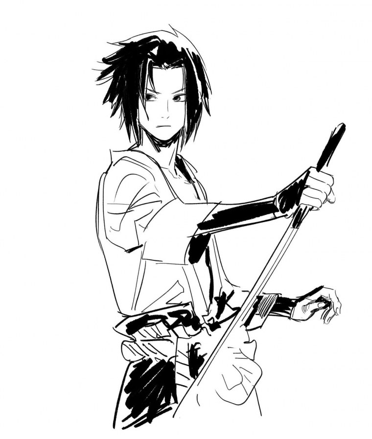 Какаши в полный рост чб