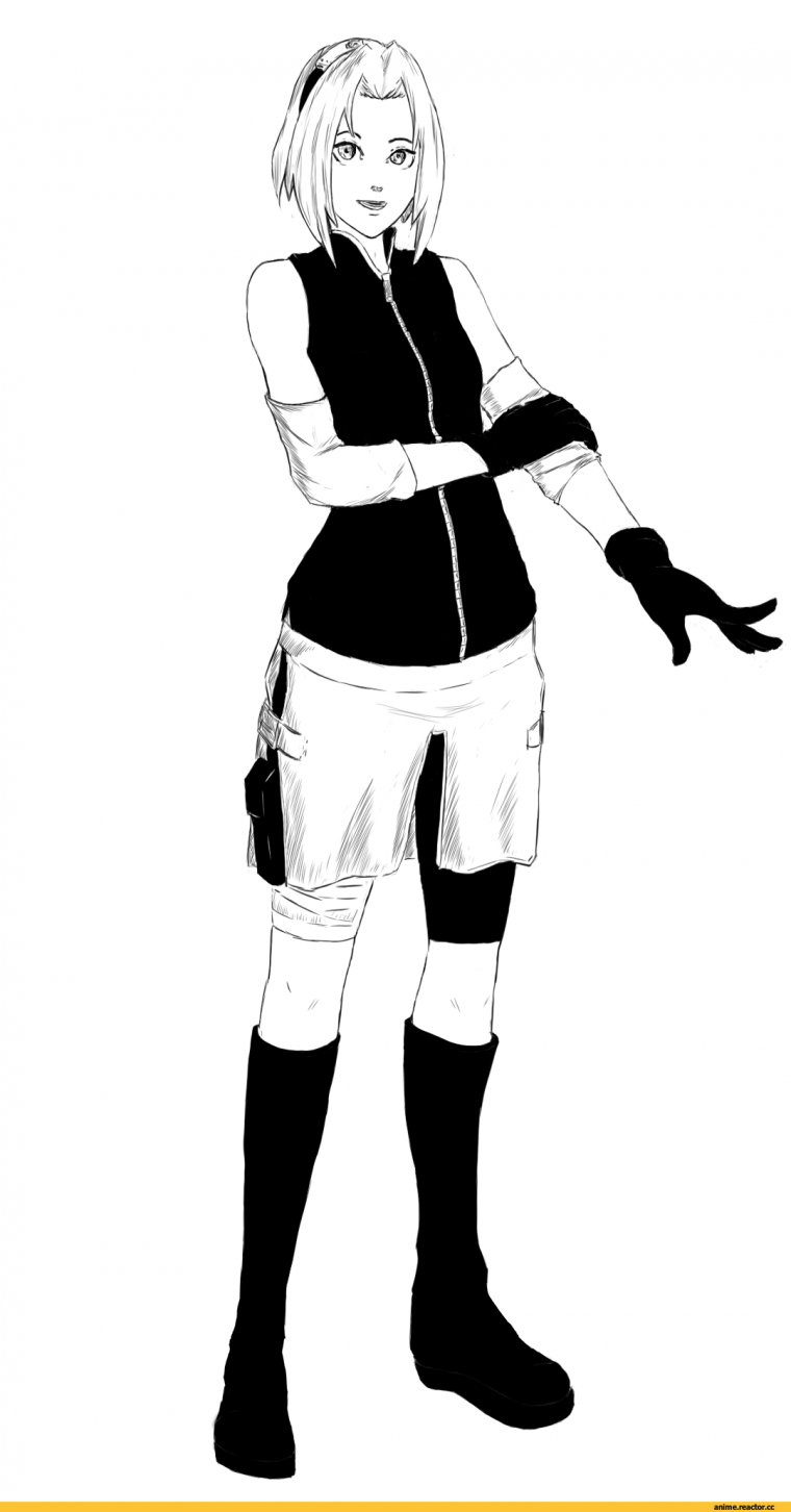 Какаси Хатакэ в полный рост черно белый