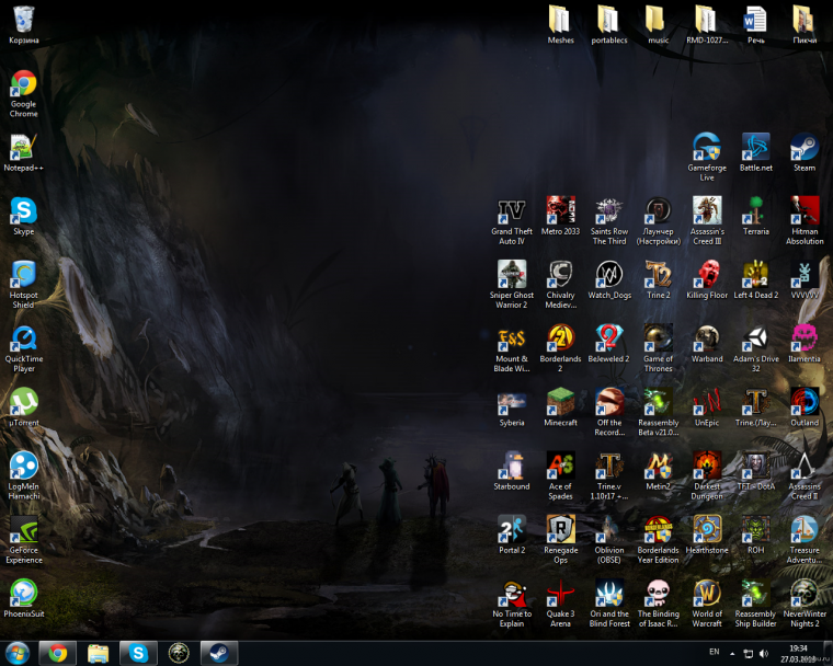 Рабочий стол с ярлыками игр