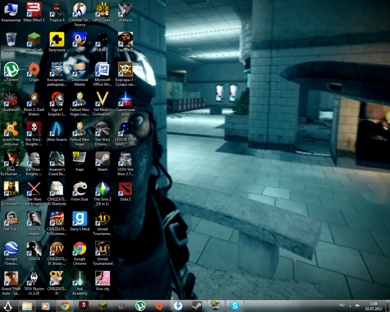 Скрин рабочего стола с играми