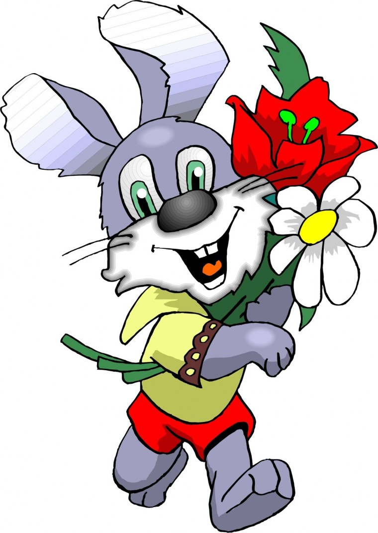 Кот с букетом цветов