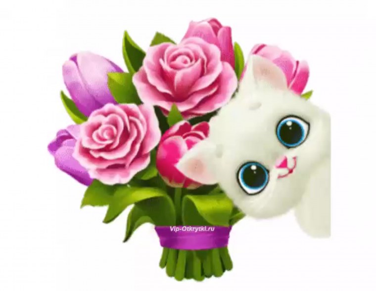 Мишка с цветами