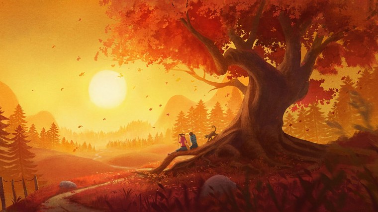 Закат в сказочном лесу