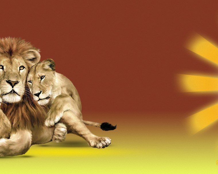 Лев и львица картина маслом