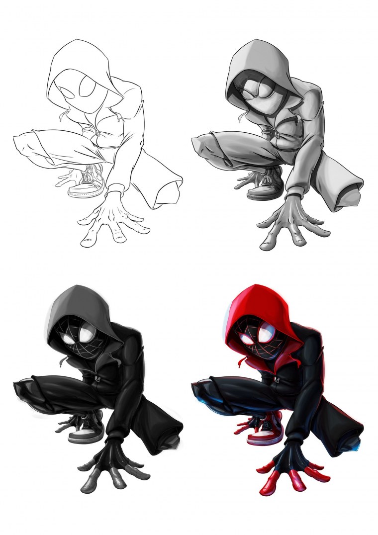 Как нарисовать человека паука Майлз Моралес