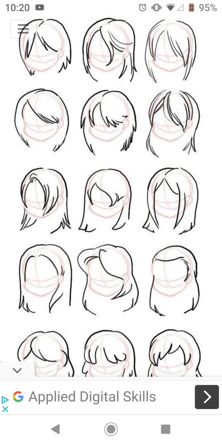 Поэтапное рисование аниме волос
