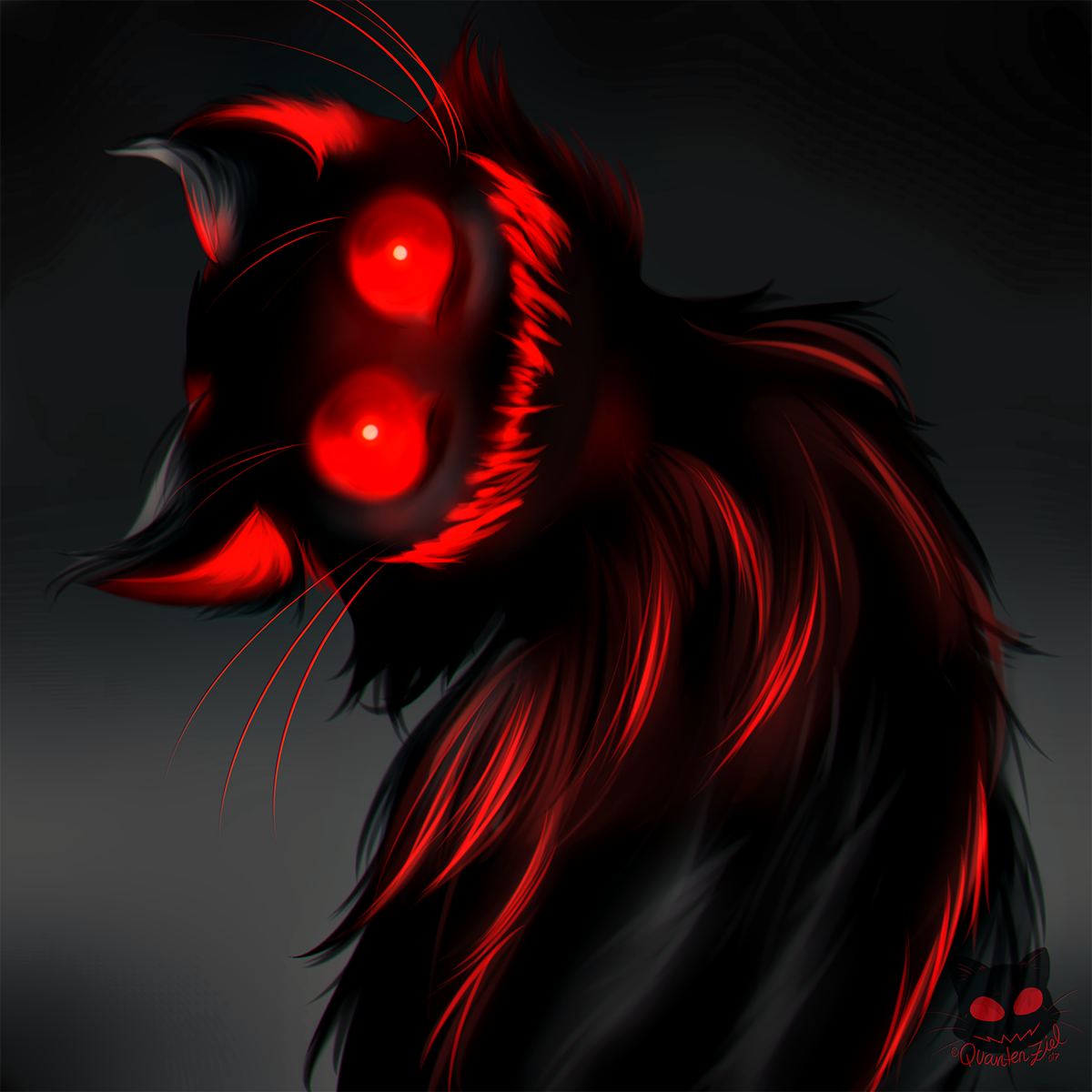 Чёрный кот с красными глазами. Адская аватарка