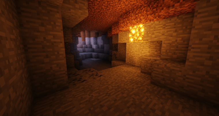 Пещера майнкрафт с шейдерами